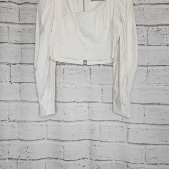 Silvia Tcherassi Cotton Blend Cropped Puff Sleeve Victoria Top White Size Large - Picture 3 of 12